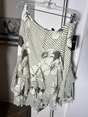 Ralph Lauren Cream Floral Stripe Skirt